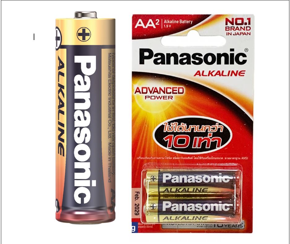 Panasonic ถ่านอัลคาไลน์ AA แพค 2 ก้อน-LR6T-ถ่านไฟฉาย