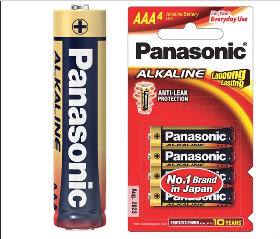 Panasonic ถ่านอัลคาไลน์ AAA แพค 4 ก้อน -LR03T-ถ่านไฟฉาย